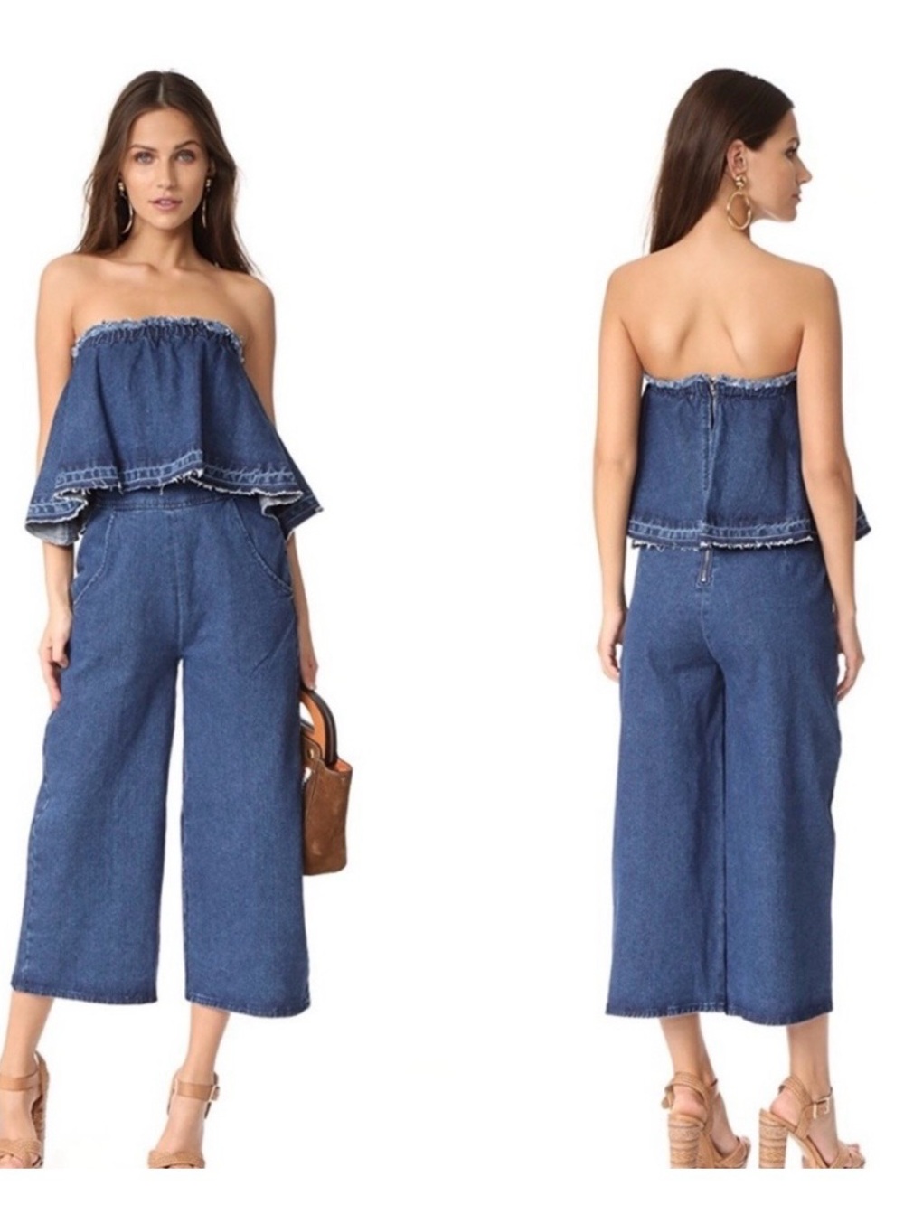 J.O.A. Los Angeles strapless denim jumpsuit size xS